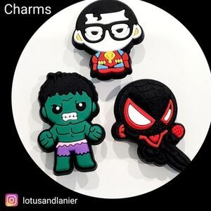 Shoe Charms  Clark Kent/Hulk Charms Set of 3 V1